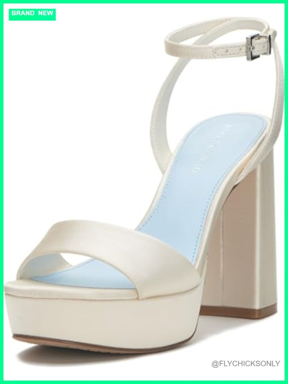 Platform Heeled Sandals Block Heel Ankle Strap Satin Dress